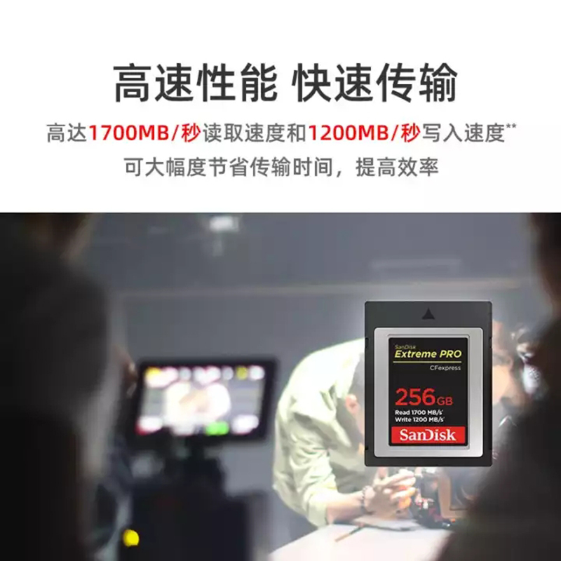 [免邮]闪迪(Sandisk)256G CFexpress Type-B存储卡高端相机内存卡XQD内存卡单反存储卡