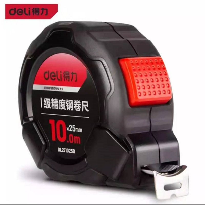 得力(deli)DL271025G 工具1级精度钢卷尺 随身绘图制图测量尺卷尺鲁班尺 10m*25mm 3个起订