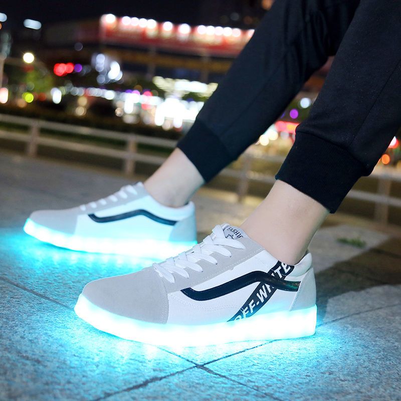 903灰色送9号面具34七彩发光鞋防水充电大童鬼步鞋男女情侣学生广场舞