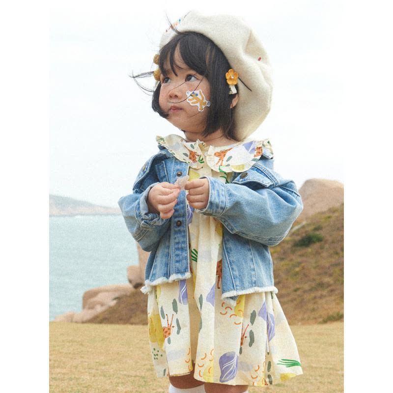 [1件3折价:85.5]moomoo童装女童连衣裙春秋新款娃娃领清新印花元气梭织公主裙图片