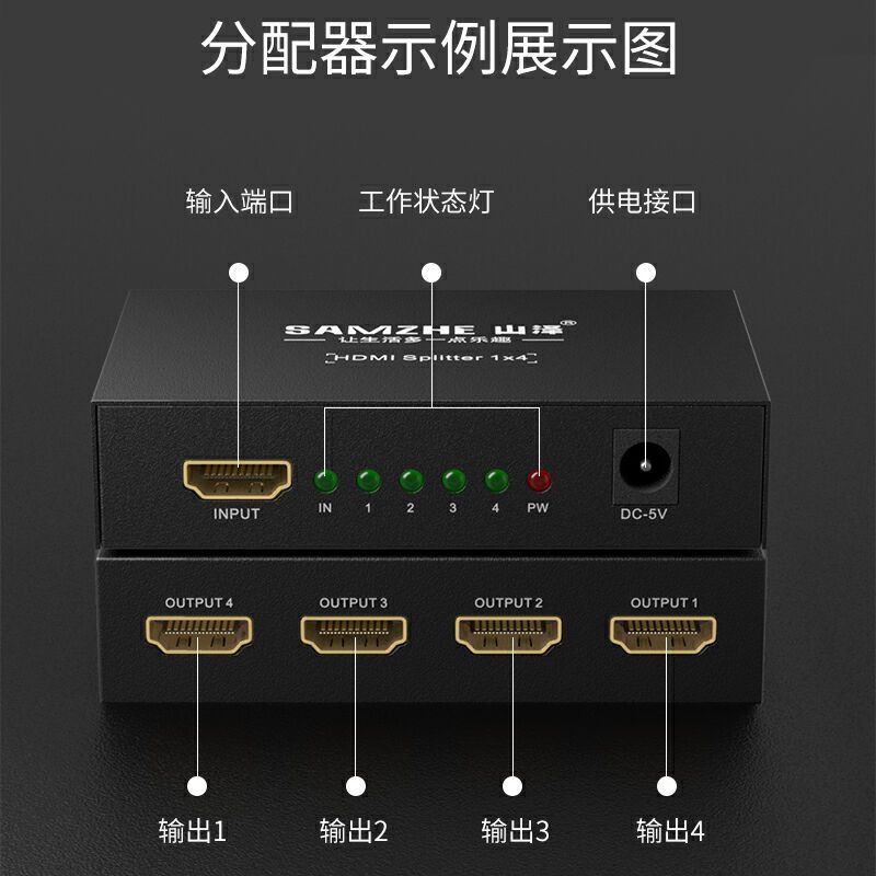山泽HV-504W分配器HDMI一进四出(个)