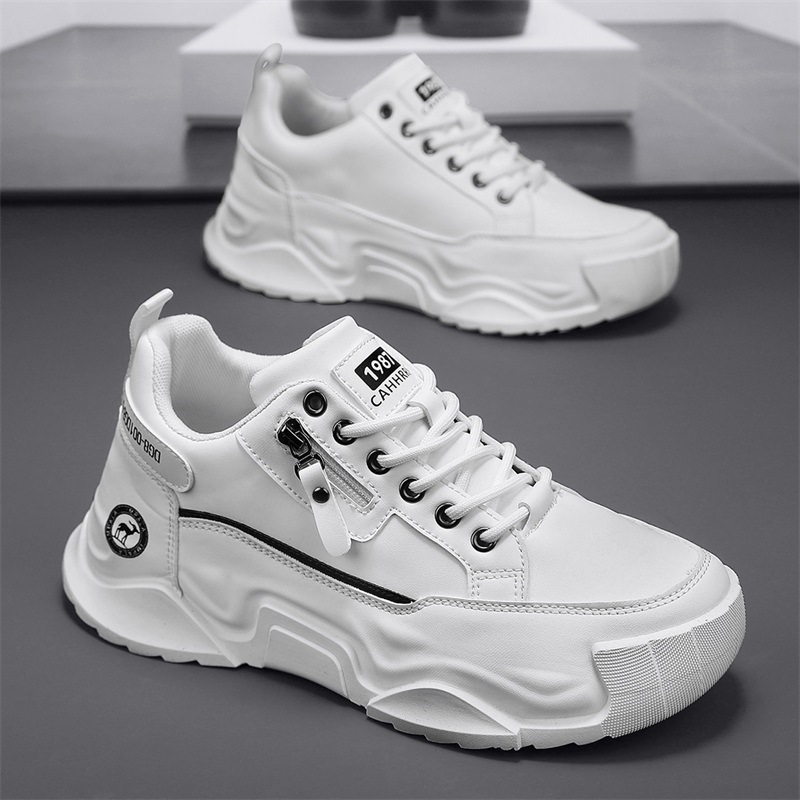 男鞋冬季新款黑色户外登山劳保潮鞋侧拉链休闲运动厚底老爹鞋