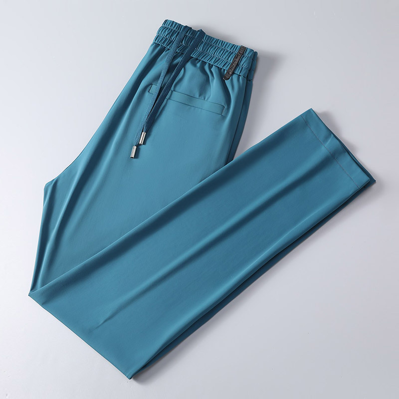 冰丝凉爽休闲裤男士夏季轻薄款抽绳运动男裤直筒垂坠感透气长裤