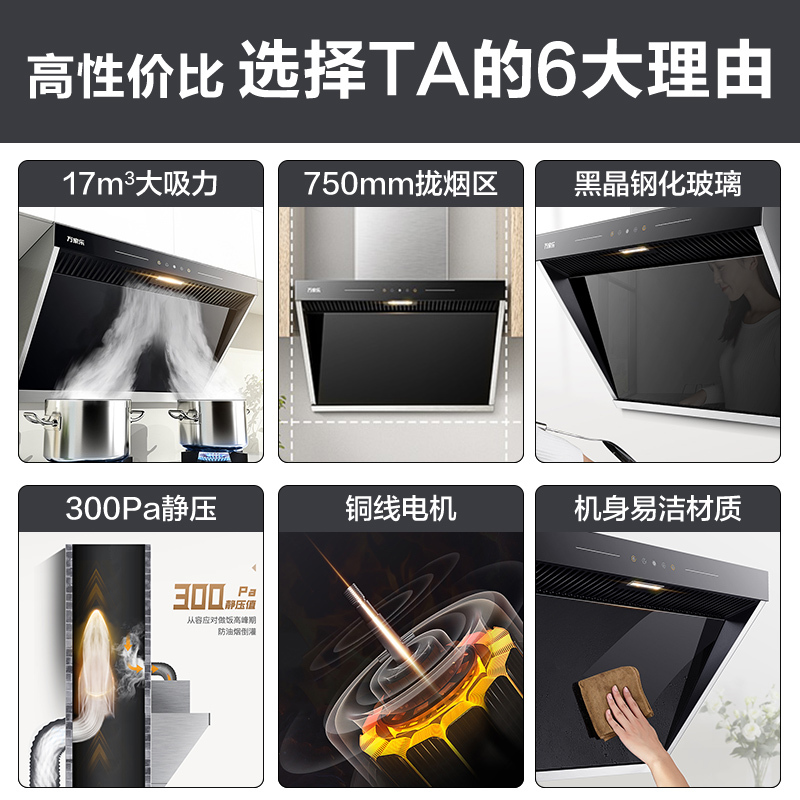 万家乐 油烟机吸抽单油烟机 17立方爆炒风玲珑爆吸一级能效侧吸式抽油烟机CXW-218-AL011