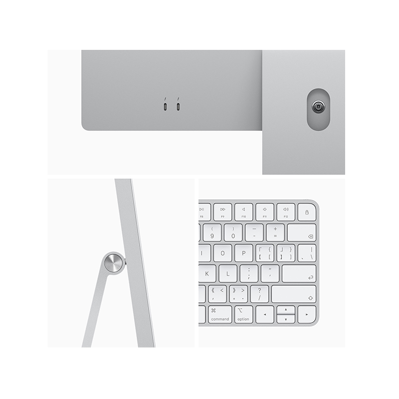Apple iMac 24英寸 4.5K屏 新款八核M1芯片(8核图形处理器) 8G 256G SSD 一体式电脑主机 银色 MGPC3CH/A