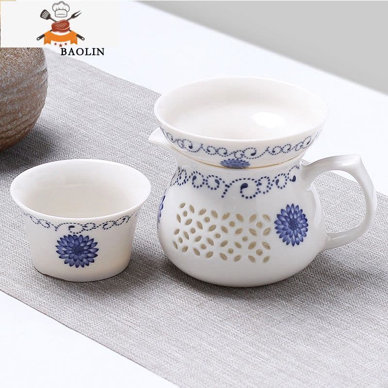 茶漏网茶滤器茶隔陶瓷套装茶具配件茶叶过滤网泡茶器创意茶杯 茶漏+送公道杯-玲珑向阳花 敬平图片