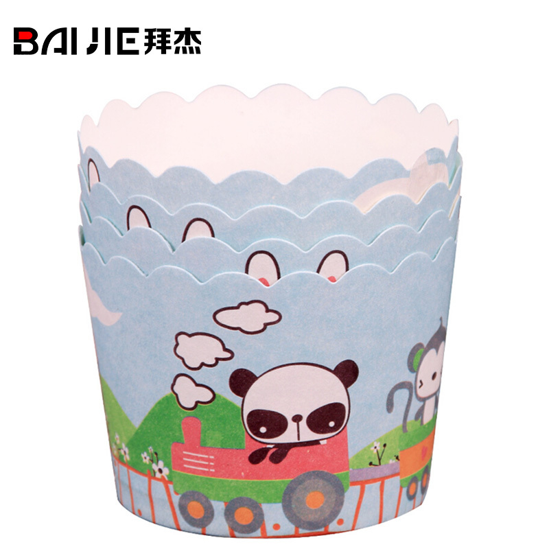 拜杰(Baijie)烘焙工具 耐高温纸杯 玛芬蛋糕烘培纸杯托 蛋糕纸杯 马芬杯 烘焙纸杯 24只颜色随机