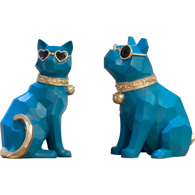 北欧创意装饰品客厅卧室电视柜摆设ins房间个性几何猫狗摆件