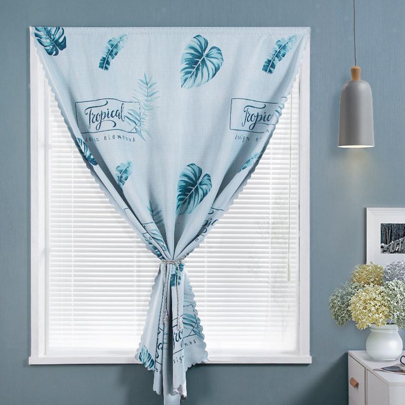 家柏饰(CORATED)魔术贴窗帘布加厚全遮光免打孔安装出租屋短窗小窗帘卧室2026新款 龟背叶-加厚全遮光-魔术贴 宽1.2X高1.8