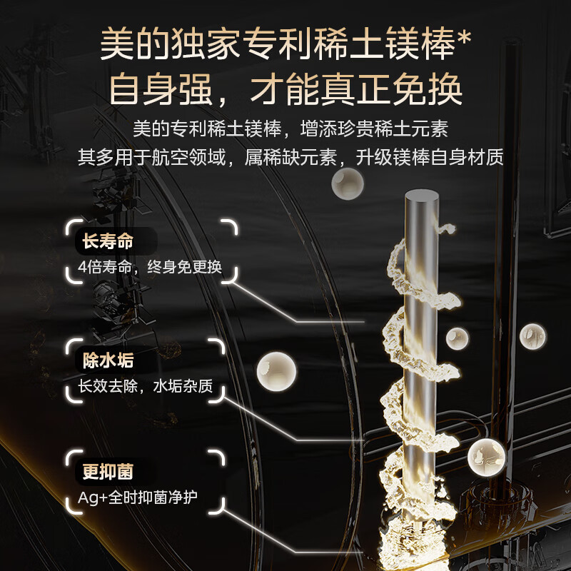 美的电热水器60升家用智能储水式 免换稀土镁棒2500W速热 珐琅无缝内胆 一级能效节能省电 F6025-ME4