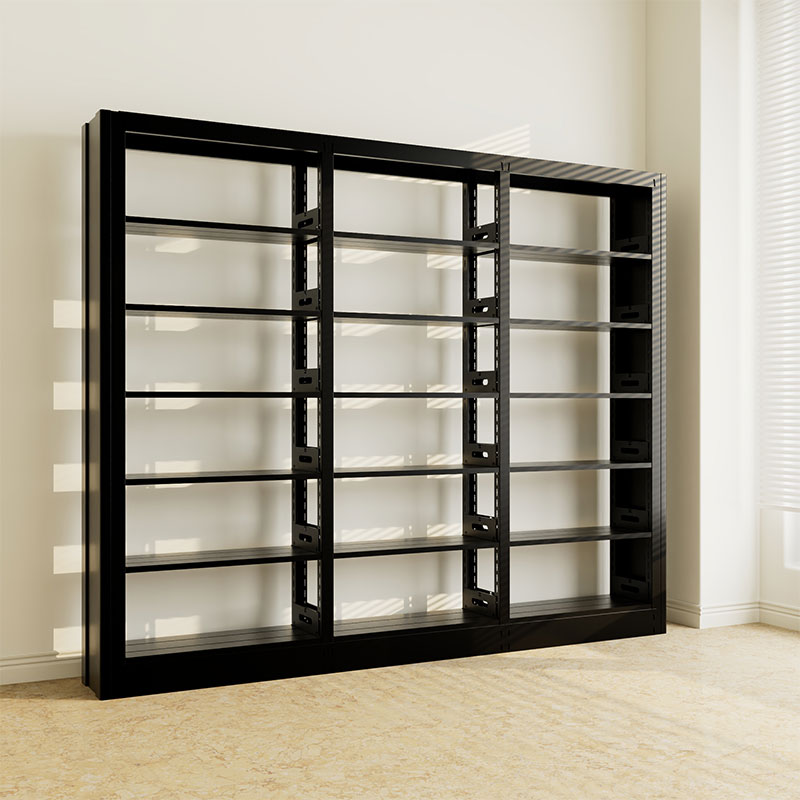 臻远ZY4072608 钢制书架资料架 单面6层一列三组黑色 2800*300*2000mm高清大图