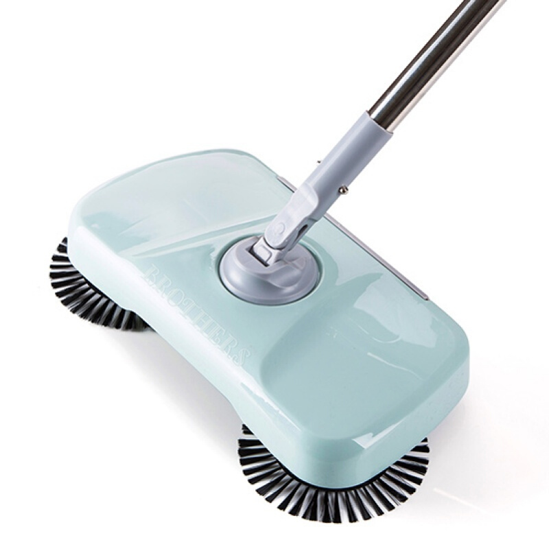 手推式硬毛扫地机带簸箕家用一体式扫地拖地清洁笤帚拖把扫把蓝灰