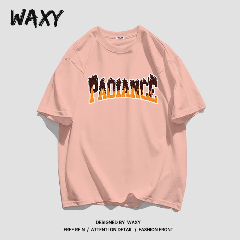 WAXY纯棉T恤圆领短袖女设计感小众学生宽松港风休闲潮流嘻哈上衣图片