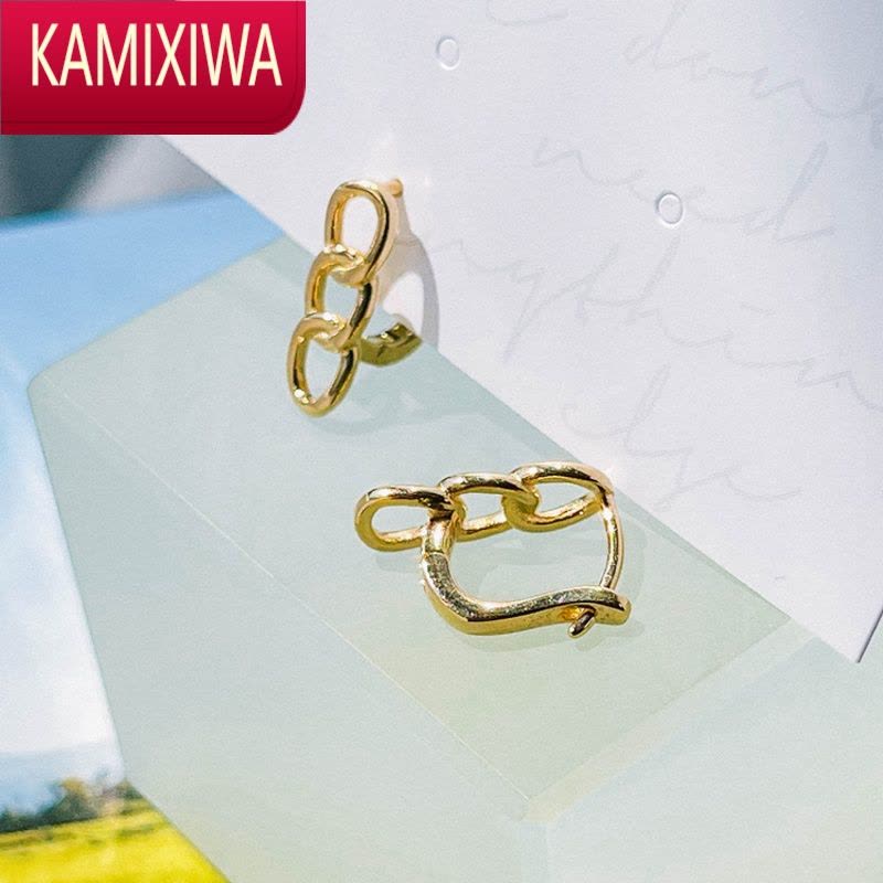 KAMIXIWA设计韩版小巧链条不规则耳圈耳环个性金属耳坠百搭饰品女图片