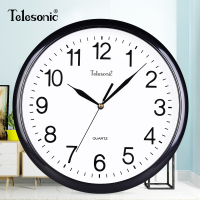 天王星(Telesonic)客厅挂钟简约时尚卧室钟表书房会议室现代创意圆形石英钟 扫秒机芯