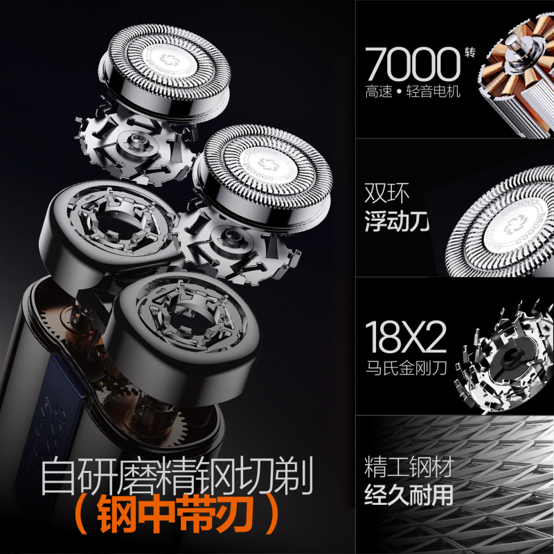 创维(Skyworth) 电动剃须刀酷开便携小磁铁/流光银男士刮胡刀迷你磁吸双头全身水洗车载便携出游送男友老公礼物高清大图