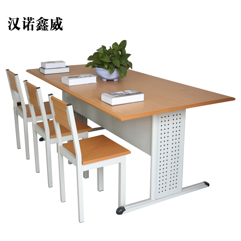 汉诺鑫威学校图书馆阅览室桌椅书店会议室培训阅读桌钢木学生桌学生椅【工厂现做 7天内发货】