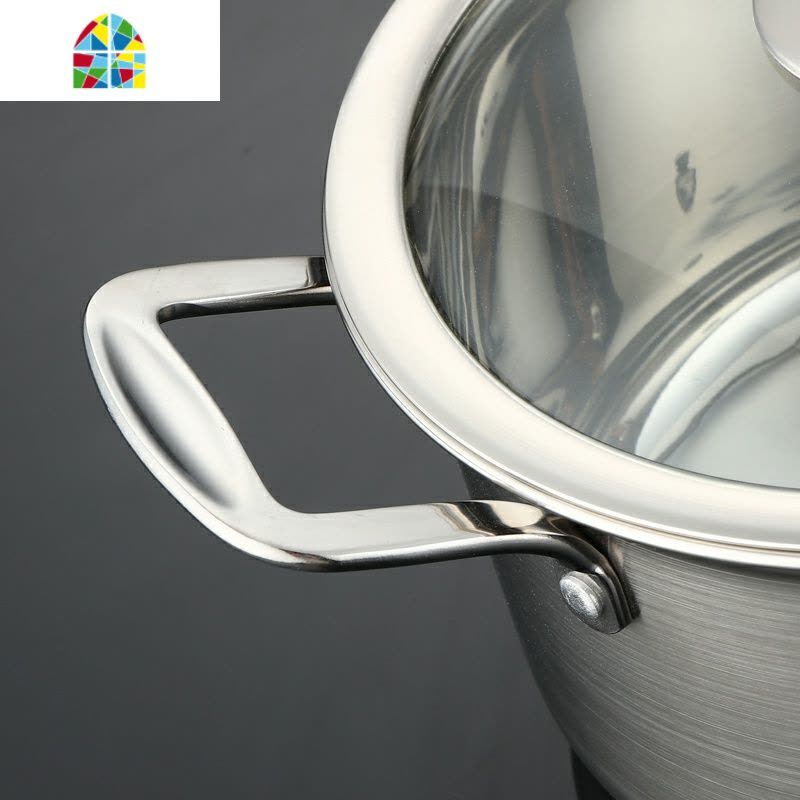 304不锈钢汤锅奶锅小火锅煮粥炖汤锅加厚复底电磁炉燃气 FENGHOU (SUS304)24CM双柄汤锅图片