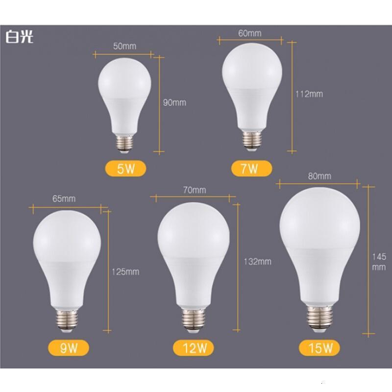 圆形led灯泡节能球泡E27螺口白光3W5W9W15W超亮小灯泡家用照明灯