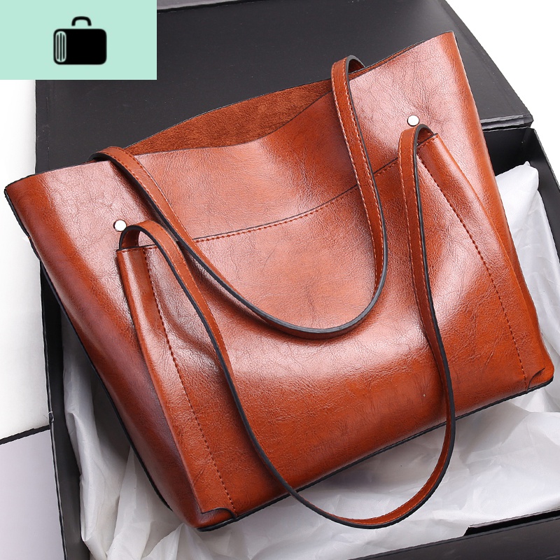 牛皮单肩大包包女2020新款韩版大容量托特包手提斜挎女士真皮包包NEWLAKE高清大图
