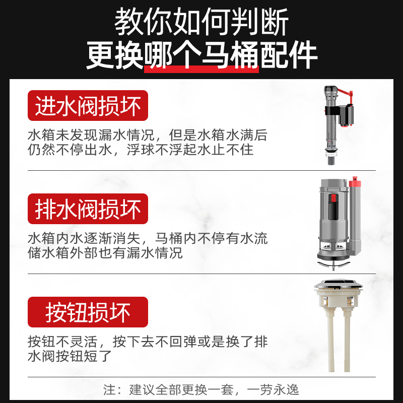 马桶水箱配件进水阀排水冲水器坐便器上下水双按钮全套
