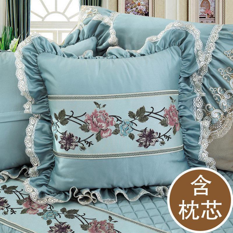 家柏饰(CORATED)牡丹刺绣四季沙发靠垫靠背欧式定制抱枕套含芯床头靠枕办公室腰枕高清大图