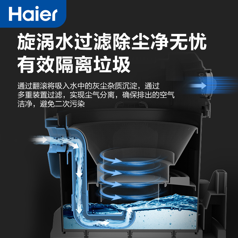 海尔(Haier)桶式吸尘器家用水过滤干湿两用强大吸力吸尘器大功率吸尘机 HZ-T5155B Plus