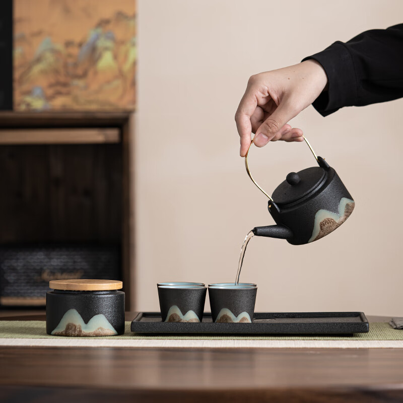 苏氏陶瓷/SUSHI CERAMICS J0182 手绘彩画茶具7件功夫茶具套装 (单位:套)高清大图