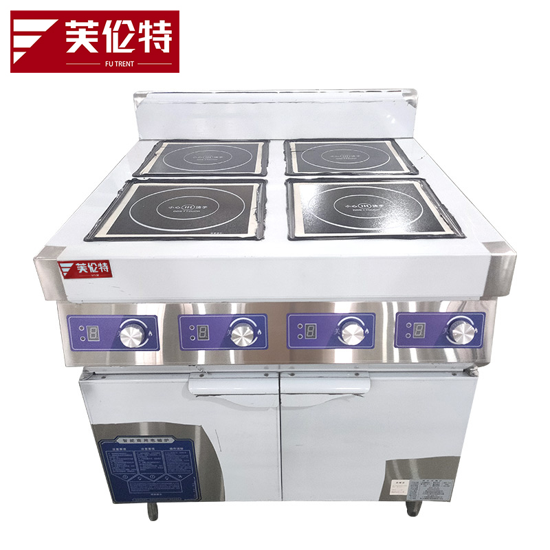 芙伦特商用电磁炉 柜式四头煲仔炉 商用麻辣烫煲仔饭多头灶四眼 平面灶柜式款 工程款FLT-DCSTBZLG4-3.5DW