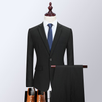 跑量】西服套装男士修身西服三件套白领上班工作西服新郎结婚礼服_921 185/3XL（160-175斤） 黑色（一粒扣上衣+裤子）