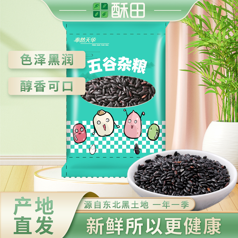 东北黑米 五谷杂粮粥米黑米饭 500g*2 五谷杂粮东北粗粮黑米粥
