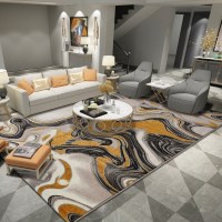 地毯客厅茶几毯大理石纹地中海蓝欧式轻奢卧室床边现代简约_2 2.4米×3.4米 流金幻境
