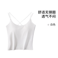 交叉美背吊带背心女带胸垫女内搭外穿小性感露脐五指固定杯可机洗_1 S（建议85-100斤） 白色（交叉美背）