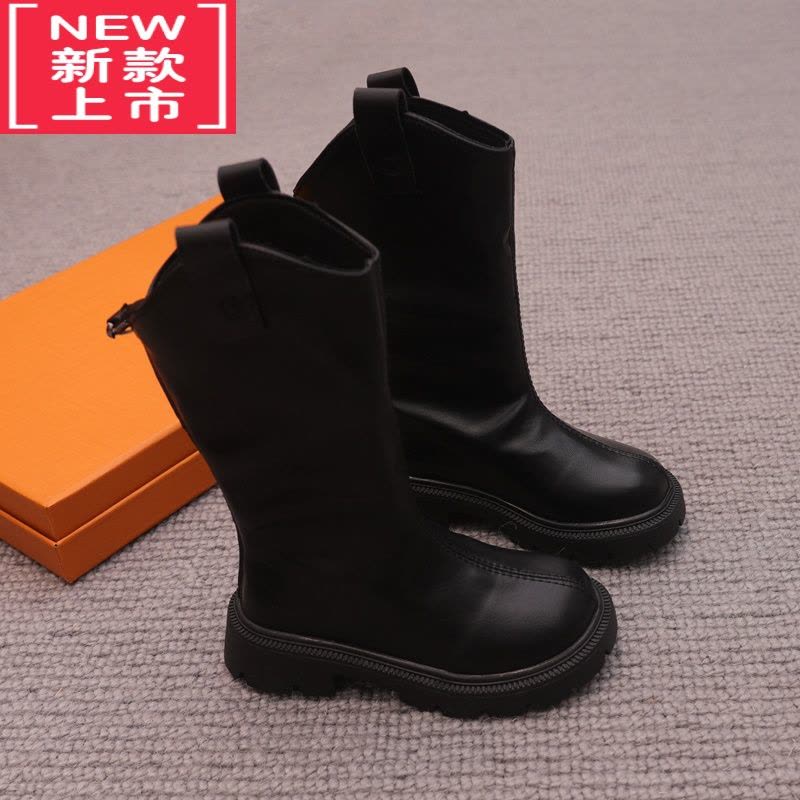 可莉允女童靴子2022冬季新款儿童鞋子春秋季单靴洋气高筒长靴皮靴公主鞋图片