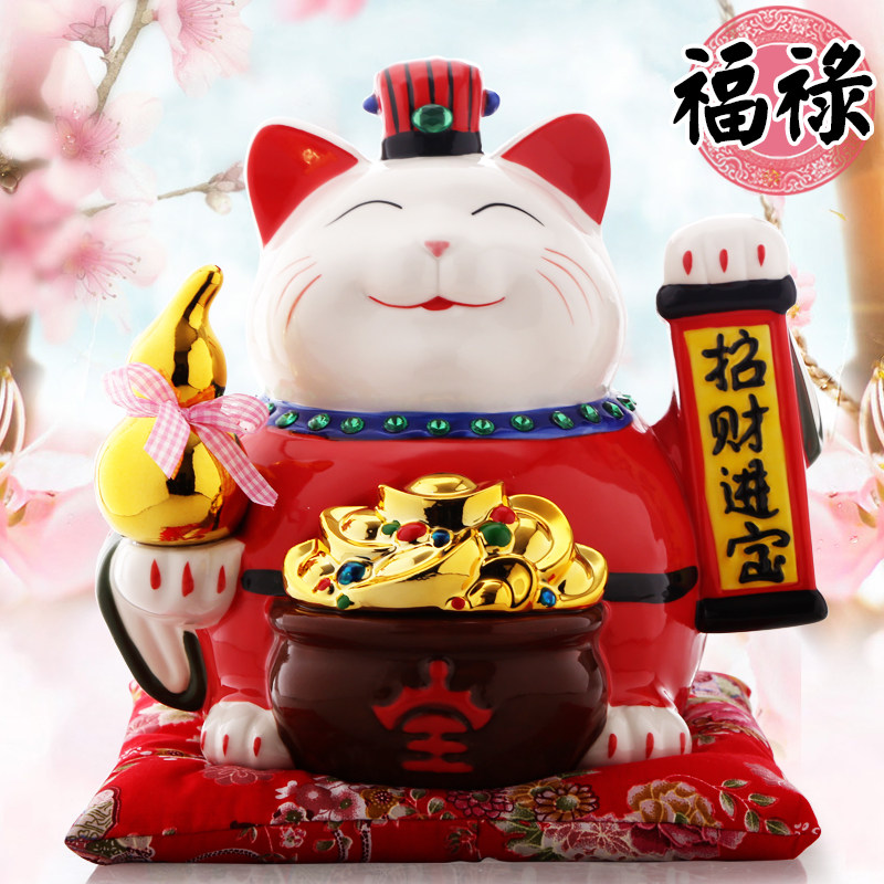 猫摆件开业 大号店铺礼品收银台存钱储蓄罐创意礼品 三维工匠 [新款]福禄猫储蓄罐猫高清大图