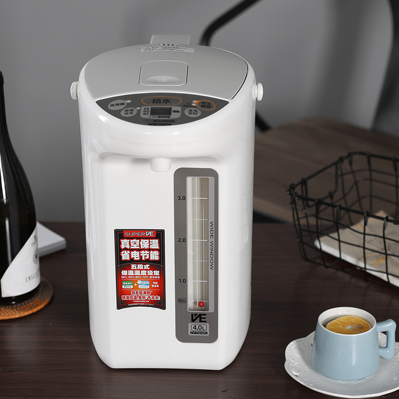 象印(ZOJIRUSHI)电热水瓶 CV-TNH40C 底盘加热按键式控制电动出水白色304不锈钢涂层内胆 4L 白色高清大图