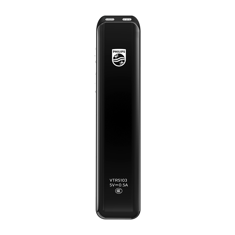 飞利浦(PHILIPS)录音笔VTR5103学生学习上课培训专业高清降噪商务会议采访双麦克风数码录音笔