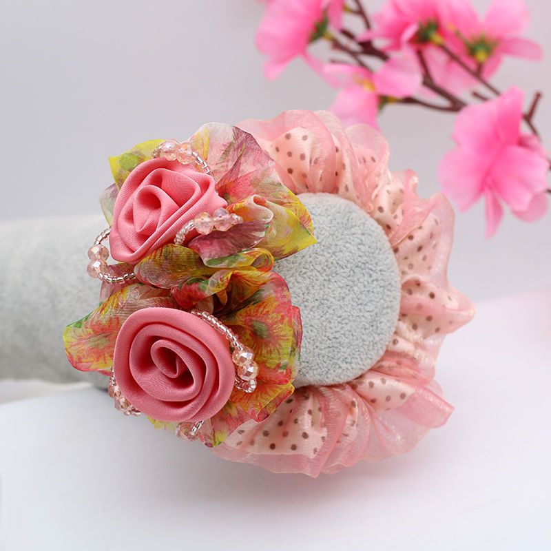 头花发绳头饰百搭绢纱发圈优雅气质布艺花朵马尾个性发绳扎头发饰绢纱