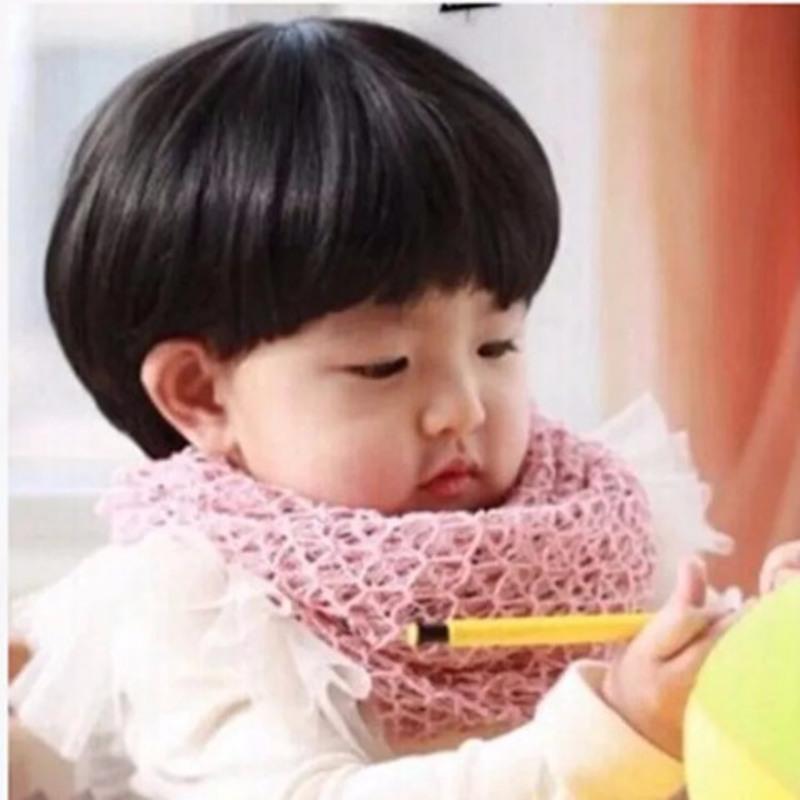 儿童假发可爱小孩女宝宝假发套 儿童长直发黑色1-4岁送发网