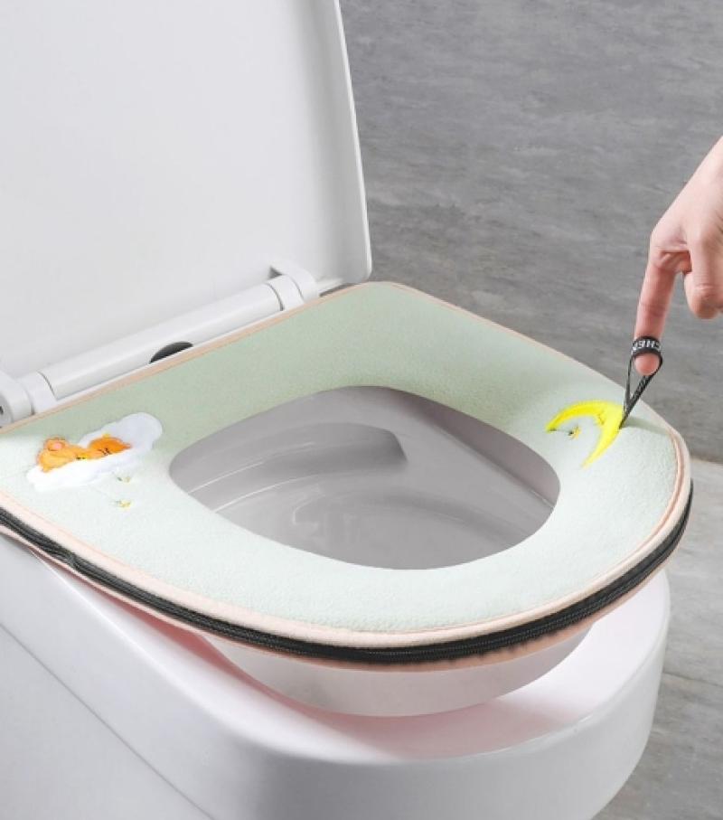 网红马桶坐垫四季通用垫子马桶垫冬季家用圈防水拉链马桶垫可爱-马桶垫;【兰绿+羽灰+墨灰+海蓝】