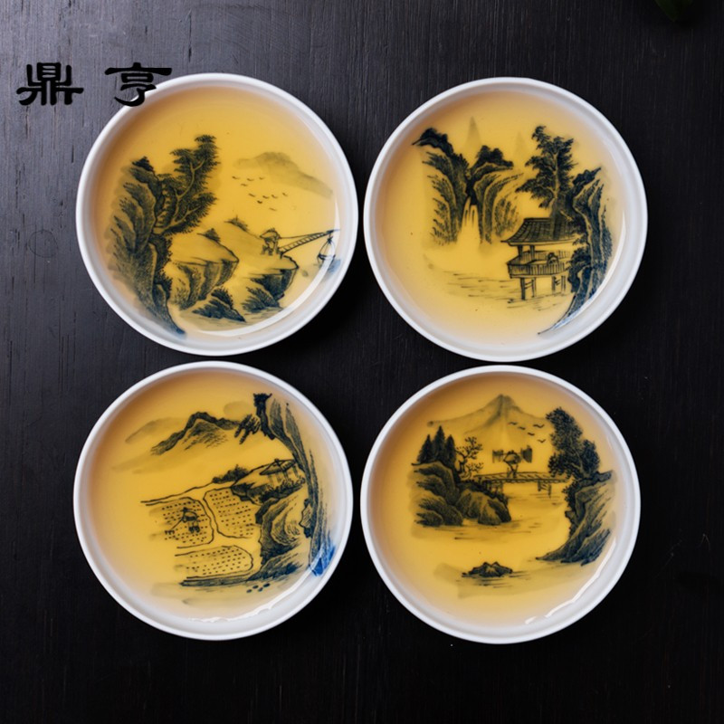 鼎亨景德镇功夫茶具手绘青花瓷山品茗杯小茶杯全手工功夫茶杯