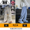 希杰狮王黑色牛仔裤男2023新款夏季薄款潮牌宽松直筒美式vibe高街休闲裤子