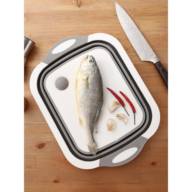 抖音折叠菜板砧板多功能家用切菜板沥水篮洗菜盆一体绿色加厚折叠菜板