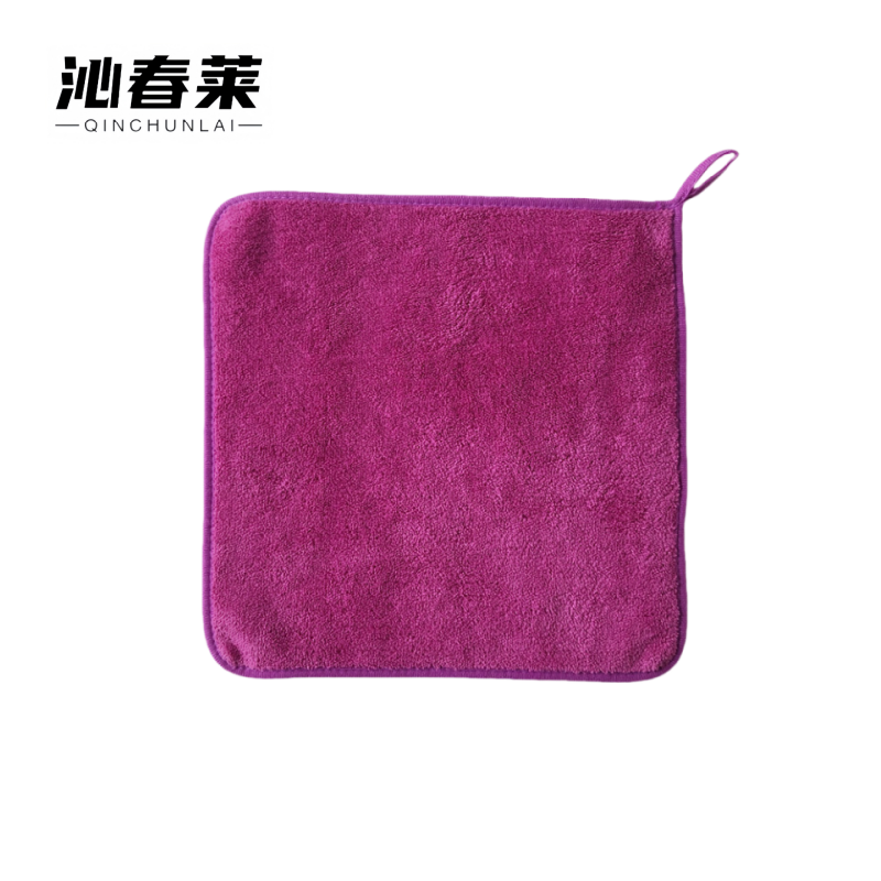 沁春莱加厚珊瑚绒抹布(紫色)30*40cm/条高清大图