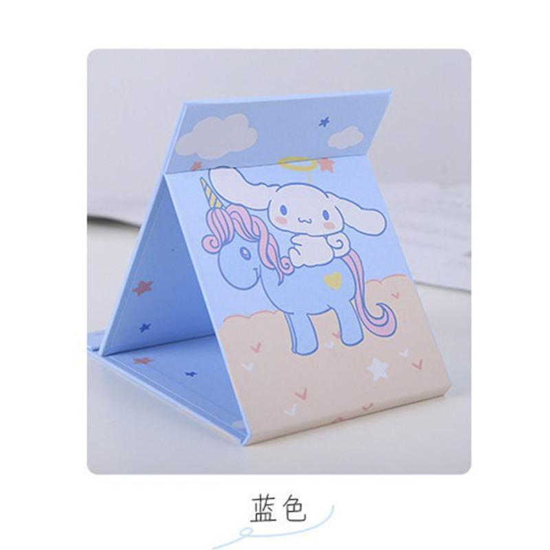 蓝色玉桂狗【15*11cm】 卡通玉桂狗镜子学生随身镜防水耐脏可立化妆镜15*11cm宿舍折叠镜