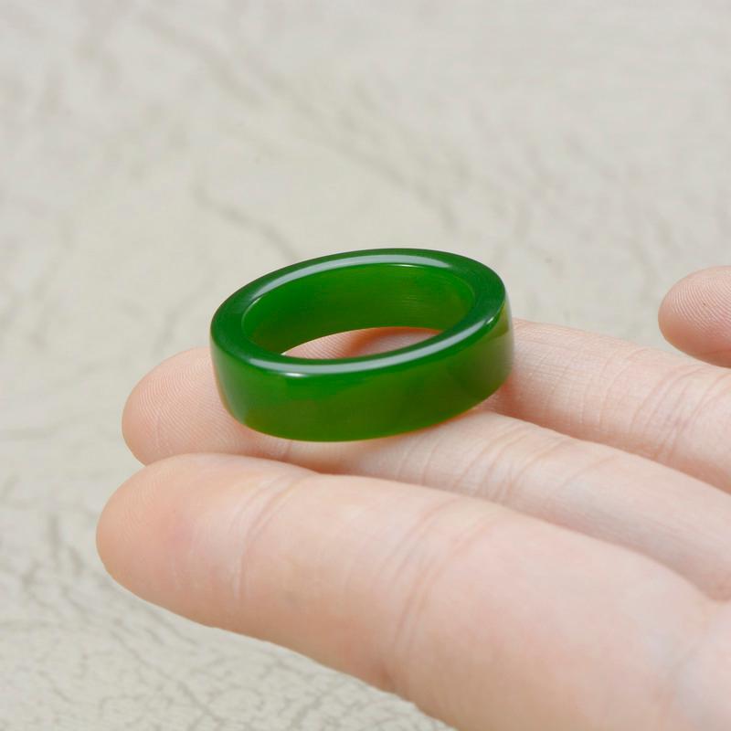 kamixiwa新疆和田玉碧玉戒指女款方形外边怀古款玉指环珠宝玉石戒指戒