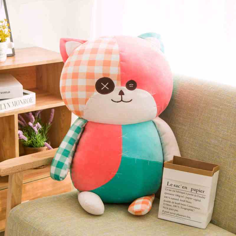 波巧毛绒可爱动物公仔抱枕羽绒棉补丁猫玩偶25cm/35cm/55cm