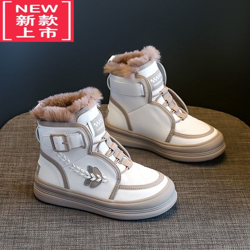 可莉允女童雪地靴2022冬季新款儿童加厚短靴女孩防滑冬鞋中大童加绒棉靴图片