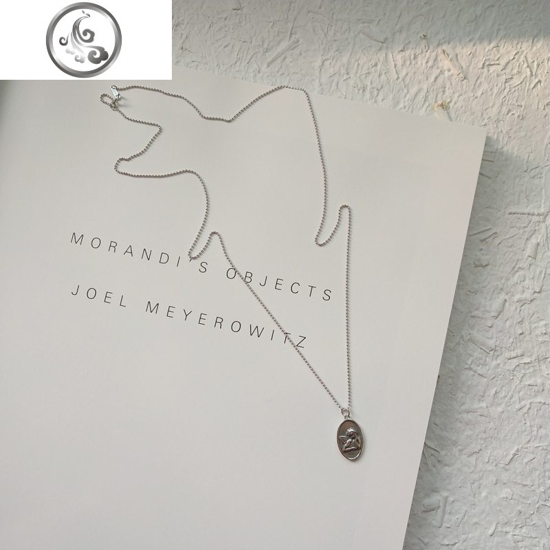 纯银圆牌项链女长款百搭简约复古嘻哈装饰配饰网红链子硬币毛衣链 天使毛衣链(链长60cm)