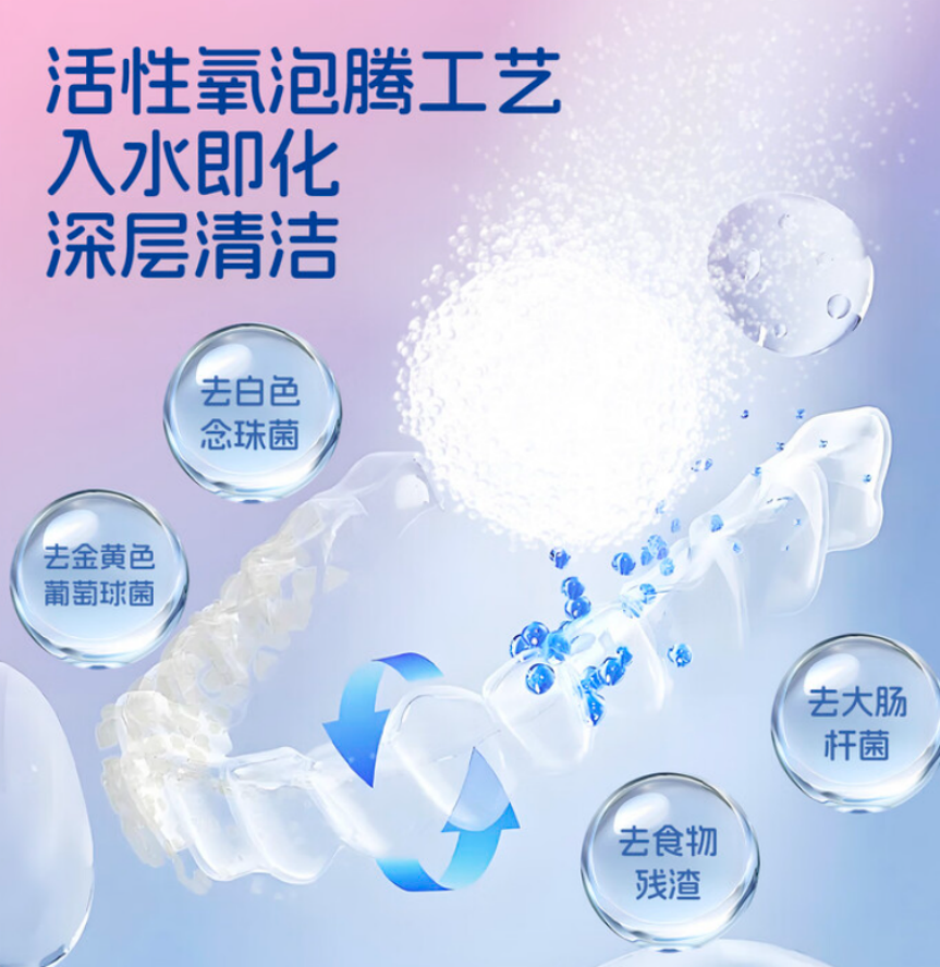 海氏海诺 牙套泡腾清洁片 (水蜜桃味) 72盒每箱 1箱高清大图